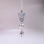Y2K Handmade Blue Clear Heart Phone Charm Strap Cute Girl Keychain Lanyard CR