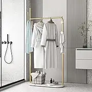 Gold Clothing Rack with Marble Shelf, Modern Display Rack for Entryway, Hallway, Office or Bedroom