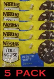 Nestle Toll House PREMIER WHITE Morsels Baking Chocolate Chips 12 oz Bag 5 PACK