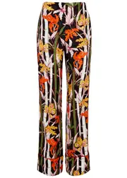 Borgo DE Nor Havana Striped Floral-jacquard Satin Trousers - Black - 14 (UK 14 / L) 14 (UK 14 / L)