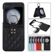 For Samsung Galaxy Flip6 Flip5 Flip4 Finger Ring Leather Folding Slim Case Cover