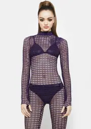 Violet Outta Your Mind Sheer Jumpsuit