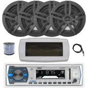 Pyle Bluetooth Marine Radio,Cover, Antenna,Wire, 4x 6.5" 180W Black Speaker