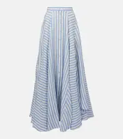 [Ralph Lauren Collection] Ralph Lauren Collection Shamus striped linen maxi skirt AU 12 blue