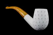 Lattice Bent Egg Pipe By Tekin-new-block Meerschaum Handmade W Case#1567