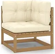 Garden Corner Sofa with Cream Cushions Solid Pinewood