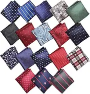 [Aulufft] Cooyeah Pocket Square Handkerchief, 18 Pack Men's Handkerchief,Silk Pocket Squares Sets Vintage Hankies for Men Wedding with Folding Tool Multi-Color Hankerchief for Men