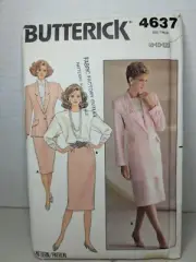 Jacket Skirt Blouse Top Butterick 4637 Sewing Pattern 8-10-12 UC VTG Business