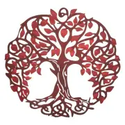 Metal Tree Wall Decor Tree of Life Wall Sculpture Decoration, Red Brown