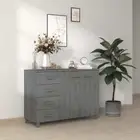Sideboard Dark Grey 113x40x80 cm Solid Wood Pine