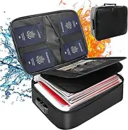 LOPYXBR Fireproof Document Case A4, Document Box, Fireproof, Waterproof (5200°F, 36 x 27 x 10 cm), Black, Fireproof Document Box for Important Documents, Files and Certificates
