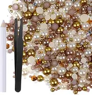 YUXIANLB 50g Mix Flatback Rhinestones Half Pearls Round Rhinestones for Crafts Flatback Pearls for Decorating Tumblers Mugs Nail Art Shoes Clothes Eye Makeup Decoration Art Project