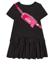 [Moschino Kids] Moschino Kids Printed jersey dress Y 12 black