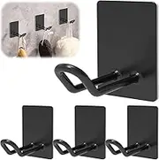 appacare 4 Pcs Self Adhesive Hooks Heavy Duty, Large Stainless Steel Towel Hooks,Stick on Wall Adhesive Hangers,Self Adhesive Wall Hooks for Kitchen Bathroom Home,for Hanging Hat Coat (Black)