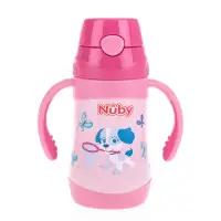 在飛比找momo購物網優惠-【Nuby】不鏽鋼真空學習杯細吸管-花漾犬_280ml