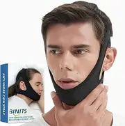 Chin Strap for CPAP User - Adjustable Snore Stopping Device Face Mask Bandage Keeping Mouth Closed - Better Night's Sleep Women and Men (Black)