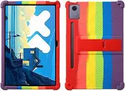 Jarttarn Kids Case for Lenovo Idea Tab Pro 12.7 Inch 2025, Kids Friendly Soft Silicone Adjustable Stand Cover for Lenovo Idea Tab Pro 12.7 (Rainbow)