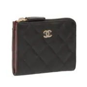 CHANEL Wallet Women Coco Mark Compact Matrasse Leather AP3999 B10583 C3906 Black