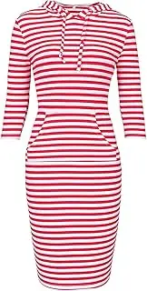 [Generic] Casual Wrap Dresses Women Casual Slim Striped Hoodie Dress Flannel Maxi Dress