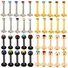 10X Internal Thread 16G Labret Set Crystal Gem Lip Ring Tragus Ear Stud Piercing