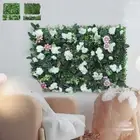 Artificial Plant Wall Panels Plastic Fake Grass Wall Backdrop Spring BT