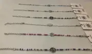 Lot Of 6 New Assorted Evil Eye Bead Boho 7” Beaded Bracelets Silver Finish #18