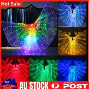 LED Belly Dance Wings Performance Butterfly Prop with Sticks - Rosy Red Green Bl