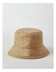 [Piper] Drew Teddy Winter Bucket Hat in Camel
