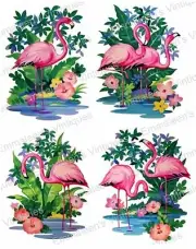 Vintage Image Retro Shabby Bright Pink Flamingos Waterslide Decals BIR807