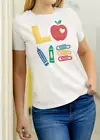 Love Teacher Shirt - Cute School Supplies Graphic Tee - Perfect Gift for Teacher