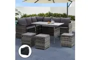 Gardeon Outdoor Dining Set Sofa Lounge Setting Chairs Table Ottoman Grey Cover