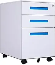 File Cabinet Color Steel Mobile File Cabinet Under Desk Thick Storage Cabinet Three Drawers with Wheels Office Drawer(Blue)