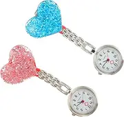 [OATIPHO] 2pcs Nurse Watch Watches Ladies Fob Hand Nurses Medical Heart Carabiner Women Doctor Secondhand Doctor Hanging Nursing Retractable Bling Boutonniere Pins Ordinary Glass Mirror