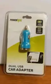 PowerXcel Dual 2.1A USB Car Adapter Blue