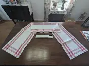 90"x 13" Lined TABLE RUNNER 100%cotton WHITE w/RED double stripes, NEW w/TAGS
