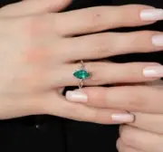 Zambia 1.65 Ct Marquis Cut Natural Emerald Proposal Ring 14K solid White gold