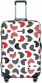 [Pvinnk] Creative Cartoon Chicken Print Protective Luggage Cover Elastic Washable Suitcase Protector Travel Gear Protector, White, Large