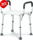 Adjustable Shower Chair Bath Stool Tub Seat with Armrest for Elderly Disabled