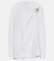 [Dries Van Noten] Dries Van Noten Embellished cotton poplin blouse AU 10 white