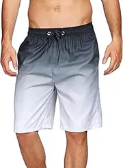 [Generic] Men's Swim Trunks Gradient Color Plus Size Hawaiian Bathing Mesh Lining Suit Drawstring Quick Dry Board Shorts