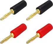 uxcell 4 Pcs 2mm Banana Plugs, 10A 6mm OD 26.5mm Length Speaker Wire Cable Plugs Connectors, Banana Jack Connector for Speaker Wire Audio Cable, Black&Red