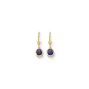 14k Yellow Gold 6mm Amethyst Checker leverback Earrings