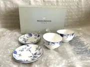 Rare unused 1995 Wedgwood teacups and saucers set with blue plum pattern From JP