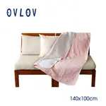 OVLOV 日本製六層紗單人童被-小鳥和樹葉(淡粉) C-BKT-4024-LPK-M