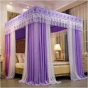 Bed Canopy Double-Layer Mosquito Net, 4-bar Support Bed Canopy, 2m High Dust-Proof Bed Curtain (Color : Style 2, Size : 180x220x200cm)
