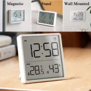 LCD Alarm Clock Temperature Humidity Alarm Clock for Home Indoor Magnetic Wall