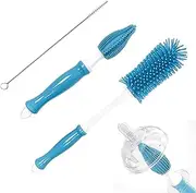 Silicone Baby Bottle Brush Set, Long Handle Water Bottles Brush for Baby Bottles, Tea strainers, Glass Cups, and Smaller Diameter Bottle Openings
