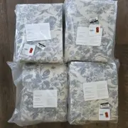 FOUR Pottery Barn Sorrel Toile Drapes Set 4 Blue 50x 96 Floral Blackout New