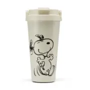 Snoopy Peanuts Dancing Tumbler Cup 473ml Stainless Steel Coffee Mug Ivory Color