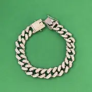 Titanium Steel Link Chain Bracelet for Men Women,CZ Cubic Zirconia Bracelet